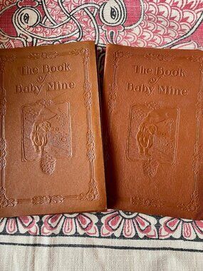 Antique Leather Baby Memory Book 1920s Filled Family Record Short Name Vintage